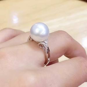 Base para Anillo de Plata S925 10545DIY con Cuentas Redondas de 8-10 mm, Accesorio con Base Doble Vacía para Perlas Sueltas, Soporte para Joyería - Product Image 2