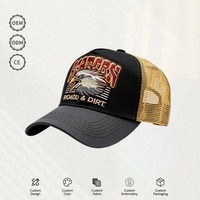 Casquette Trucker Vintage à 5 Panneaux Brodés, Vente en Gros Direct Usine, Dos en Maille, Double Boucle en Plastique, Logo Personnalisé, Faible MOQ