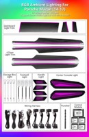 Kit de panneaux de garniture en fibre de carbone style OEM ICarsin pour Porsche Macan, éclairage d'ambiance RGB, accessoires de mise à niveau de l'éclairage LED intérieur de voiture