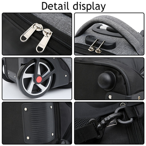 Sac à dos à roulettes géométrique en tissu Oxford à grande roue, sac de voyage, sac d'affaires, sac d'école, sac à roulettes pour ordinateur portable - Product Image 5