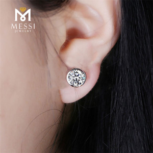 Pendientes Messi Jewelry MSE-013 de <span class=keywords><strong>oro</strong></span> <span class=keywords><strong>blanco</strong></span> de <span class=keywords><strong>14k</strong></span> y 18k con diamante moissanita de 1 quilate cultivado en laboratorio. - Product Image 5
