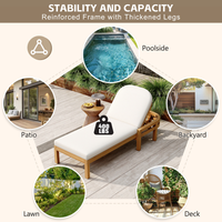 Chaise longue d'extérieur en bois d'acacia de qualité supérieure avec dossier arqué, dossier réglable en 5 positions, chaise longue d'extérieur