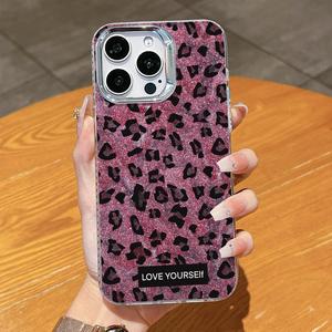 Funda para Teléfono con Diseño de Leopardo Rosa Brillante Y2K, Funda Transparente de TPU con Frase de Amor, Lujosa y Brillante, Resistente a Impactos para <span class=keywords><strong>iPhone</strong></span> 16 15 14 13 12 <span class=keywords><strong>11</strong></span> Pro Max - Product Image 3