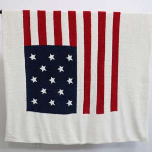 Coperta di lancio della bandiera americana in filato di piume con <span class=keywords><strong>stelle</strong></span> e strisce rosse bianche e blu per l'arredamento della casa patriottico - Product Image 1