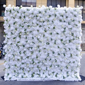 Customized <b>White</b> <b>Artificial</b> <b>Flower</b> Wedding Party Background Decoration Wall Fake Rose and Peony Background Wall Party Decoration - Product Image 1