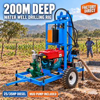 Appareil de forage de puits d'eau remorqué portatif compact de 200 m pour la perceuse agricole d'irrigation pour des puits d'eau