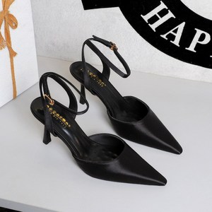 Sandales d'été sexy à talons hauts pour femmes <span class=keywords><strong>Bigtree</strong></span>, bout pointu, dos nu, en satin respirant, talon fin ajouré - Product Image 3