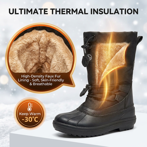 Botas de Nieve Impermeables para Hombre y <span class=keywords><strong>Mujer</strong></span>, Suela de TPR, Parte Superior de Oxford, Forro de Piel Sintética, Cálidas y Térmicas, para <span class=keywords><strong>Senderismo</strong></span> al Aire Libre, Venta al Por Mayor - Product Image 3
