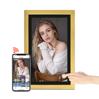 Pro, bingkai gambar Digital WiFi, efek kayu IPS, bingkai foto Digital, layar sentuh, berbagi foto, video, melalui Frameo, dapat dipasang di dinding