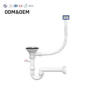 Évier de cuisine blanc en plastique avec égouttoir, filtre et siphon de vidange avec tuyau flexible pour lave-vaisselle - Product Image 1