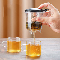 Théière en verre transparent bouilloire théière à feuilles mobiles avec infuseur intégré et filtre amovible