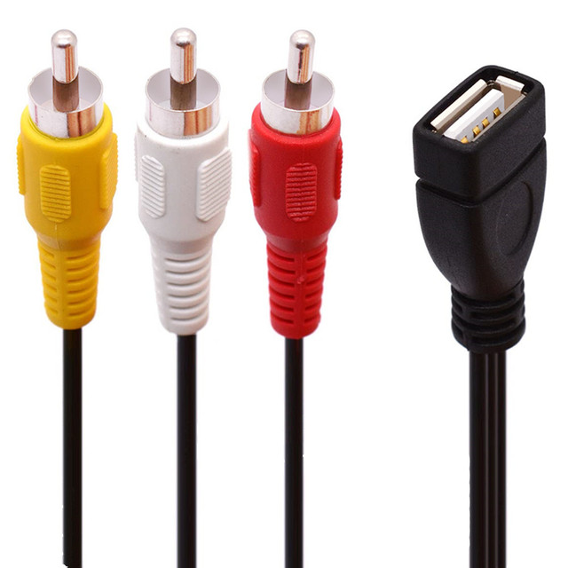 1.5m USB a Female to 3 RCA AV Cable Lead PVC Jacketed Aux Audio Video Adapter for PC TV for Speaker Microphone Monitor Projector