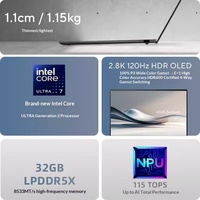 Lingyao 14 Air Intel 2a Gen Ultra7 Nuovo Laptop Aziendale AI in Metallo ad Alte Prestazioni con Schermo OLED 2.8K Sottile e Leggero