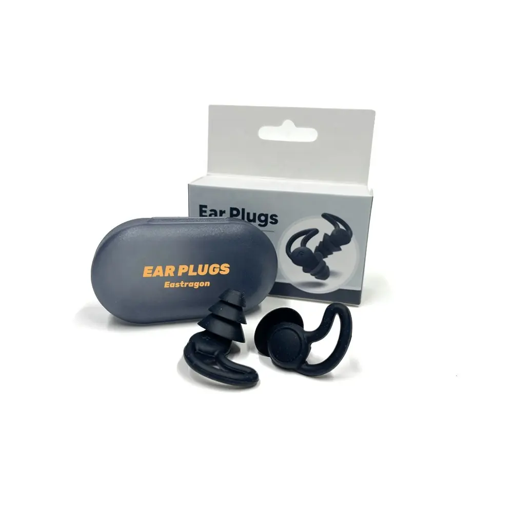 Emballage en boîte personnalisée Bouchons d'oreille en aileron de requin pour le sommeil Bouchons d'oreille en silicone anti-bruit Protection auditive anti-bruit pour la natation