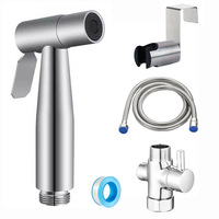 Kit de Douche Portable Jet d'Eau Fraîche en Acier Inoxydable 304 Chromé Brossé, Douchette à Main Shattaf, Pulvérisateur Bidet pour Toilettes et Appartements