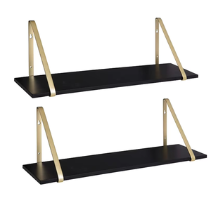 Scaffali in <span class=keywords><strong>legno</strong></span> <span class=keywords><strong>bianco</strong></span> con staffe in metallo oro, 2 pezzi Set mensola - Product Image 4