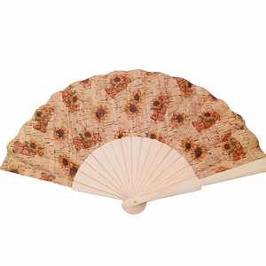 Genuine 23cm Portuguese Cork Wood <b>Hand</b> <b>Fan</b> Eco-Friendly Vegan Stock for Promotional Party Supplies - Product Image 2