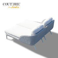 Chaises longues de piscine de luxe modernes en aluminium et corde tressée, résistantes à l'eau