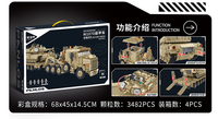 Panlos 628014-15 Série M983 Véhicule Missilier M1070 Assemblage Blindé Décoration 3482 Pièces Jouet Cadeau DIY Modèle de Construction Blocs de Construction