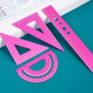 Juego de Dibujo de 4 Piezas de Aleación de Aluminio - Kit de Reglas Geométricas Grabadas con Láser con Regla Recta y Triángulos para Dibujo Técnico y Escuela - Product Image 2