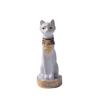 Vente en gros de décoration de maison de style égyptien statue de chat assis déesse artisanat en résine avec motif animal