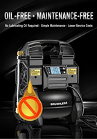 Pompe à air silencieuse portable sans balais GDYTOOL AC/DC 18V alimentée par batterie GDY-2090 avec réservoir de 5L et débit de 65L/MIN pour outils pneumatiques