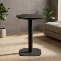 Table basse ronde moderne avec plateau en bois et base en métal, design minimaliste, meubles de salon, chaises de restaurant OEM, prix DDP USA.