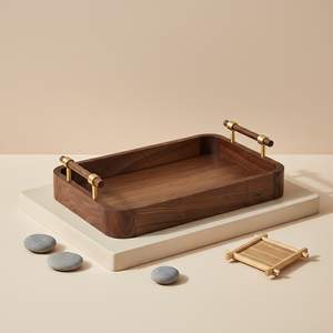 Rustic <strong>Rectangular</strong> Solid Walnut Wood Breakfast Coffee Table Platters Natural Wooden Serving <strong>Trays</strong> - Product Image 2