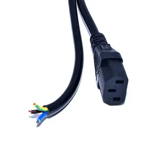 Factory Direct Sale 3 Pin Prong Plug Cable c13 10A/13A/15A AC Cords 3G 1.5MM Electric Lead IEC C13 power supply cord 15AWG