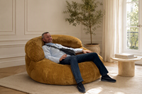 Fauteuil pouf ovale surdimensionné VERNSSY, tissu bouclé, éponge haute densité, style nordique, confortable pour le salon