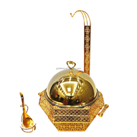Chauffe-plat circulaire Lefeng Golden Lace de luxe en acier inoxydable, alimenté à l'alcool, 12 heures, 8L, design moderne et écologique