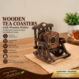 Handmade <b>Wooden</b> Drink Coasters with Holder <b>Tea</b> Mats Eco-Friendly Durable Heat Resistant Table Decor <b>Set</b> for Home Office Cafe - Product Image 4