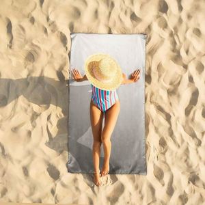 Serviette de plage grande taille en microfibre, séchage rapide, anti-sable, avec poignées, portable, avec sac de rangement pour la natation, la gym, le camping - Promotion - Product Image 3