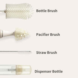 Portable Travel Silicone Baby <b>Bottle</b> Cleaner <b>Brush</b> Set Push Press Design Bpa-free Silicone Baby <b>Bottle</b> <b>Brush</b> Cleaning Set - Product Image 6