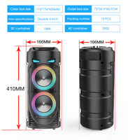 Speaker nirkabel luar ruangan, Speaker nirkabel Bass kuat gigi biru mikrofon ganda 4 "RGB LED Light15W dengan mikrofon