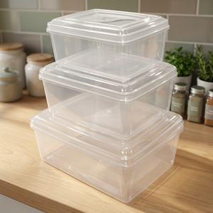 Juego de Recipientes Transparentes Rectangulares de Plástico al por Mayor 111 222 333, Caja de Almacenamiento de Cocina Apilable y Duradera para Empacar Alimentos - Product Image 1