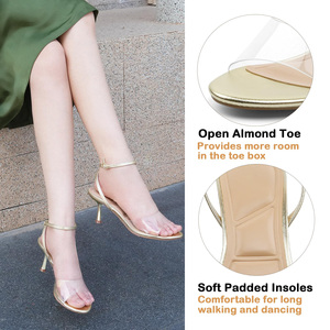 Sandali con <span class=keywords><strong>Tacco</strong></span> Alto Dorati alla Moda per Donne, Punta Aperta Rotonda, Comodi Tacchi Alti con Cinturino alla Caviglia, <span class=keywords><strong>Scarpe</strong></span> <span class=keywords><strong>da</strong></span> <span class=keywords><strong>Sposa</strong></span> con <span class=keywords><strong>Tacco</strong></span> a Rocchetto - Product Image 4