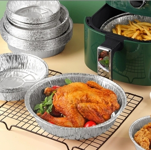 6 Zoll Runde Aluminium-Einweg-Pizzapfanne Lebensmittelgeeignetes Tablett mit PP-Kunststoffdeckel - Product Image 1