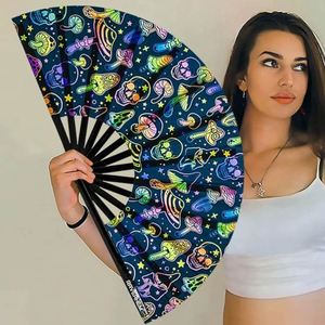 Éventail pliant en bambou personnalisé de 33 cm, grand format, portable, pour la danse, les fêtes, la promotion, souvenir d'entreprise personnalisé, cadeau - Product Image 3