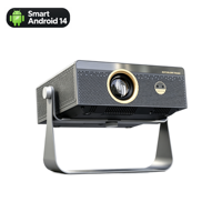 Projecteur intelligent 700 ANSI avec moteur optique entièrement scellé en métal 270 °   Support de projection Android 14 avec autofocus et correction automatique de la distorsion trapézoïdale 1080P pour home cinéma
