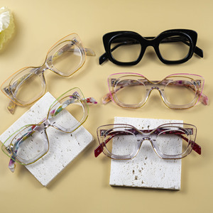 Montura de gafas de acetato 2024 para hombre, gafas cuadradas de ojo <span class=keywords><strong>Retro</strong></span> para mujer, gafas graduadas ópticas, gafas para Miopía - Product Image 6