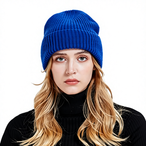 หมวกบีนนี่ไหมพรมขนสัตว์แท้ 100% สำหรับฤดูใบไม้ร่วงและฤดูหนาว สไตล์ยุโรป-อเมริกัน สำหรับคนหัวใหญ่ หนานุ่ม แบบถักลายแจ็คการ์ด สำหรับทุกเพศ สินค้าพร้อมส่ง - Product Image 1