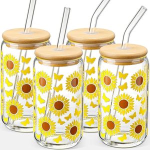Ensemble complet de tasses en verre personnalisées avec couvercles et pailles, gravées sur mesure pour mariages, événements d'entreprise et cadeaux promotionnels en gros - Product Image 4