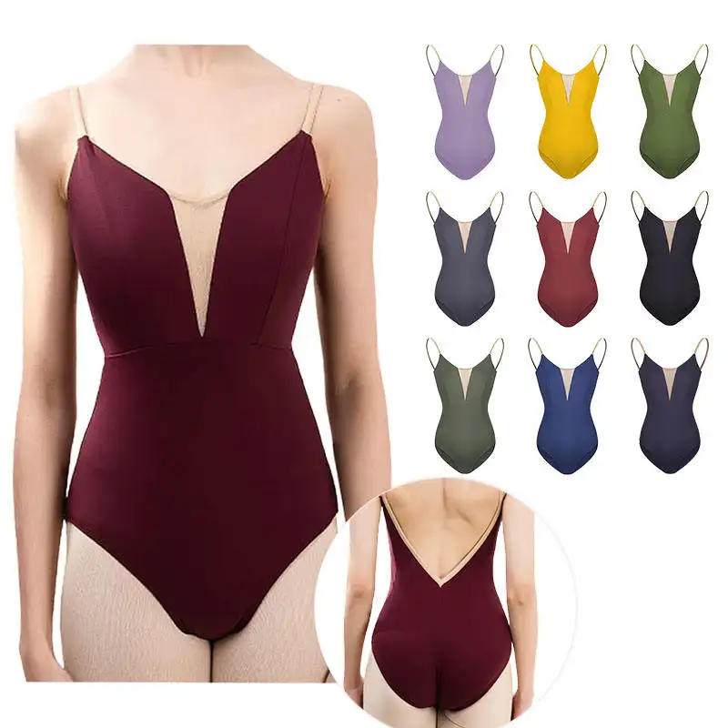 Mangas Correias Ballet Leotards D0159 Spandex & Nylon Dança Roupas Mulheres Adultos para Ginástica Prática Dance Training