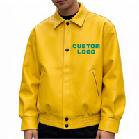 Veste bomber en cuir personnalisée OEM/ODM avec broderie, fermeture éclair, style décontracté, rétro, surdimensionnée, streetwear, hip hop, baseball, varsity pour hommes