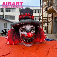 Tête de clown gonflable pour décoration de bâtiment, clown gonflable de dessin animé pour Halloween et fêtes