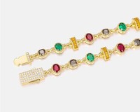 Collar de Zirconia con Forma Única, Resistente al Deslustre, de Larga Duración, Color Arcoíris, Completamente Pavimentado con Moissanita, Chapado en Oro de 18K, Unisex