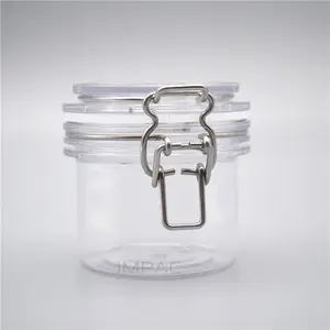 Edelstahl griff kosmetische luftdichte Kunststoff-Bad Einweichen Gläser mit Spatel 80 ml120ml250ml