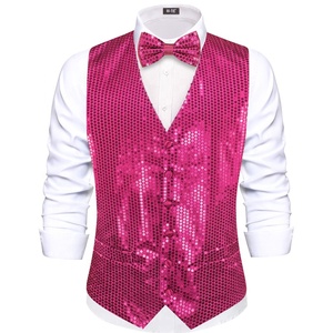 Gilet hhi-Tie da uomo Slim Fit con paillettes e scollo a V lucido abito da festa di Natale gilet gilet alla moda - Product Image 3