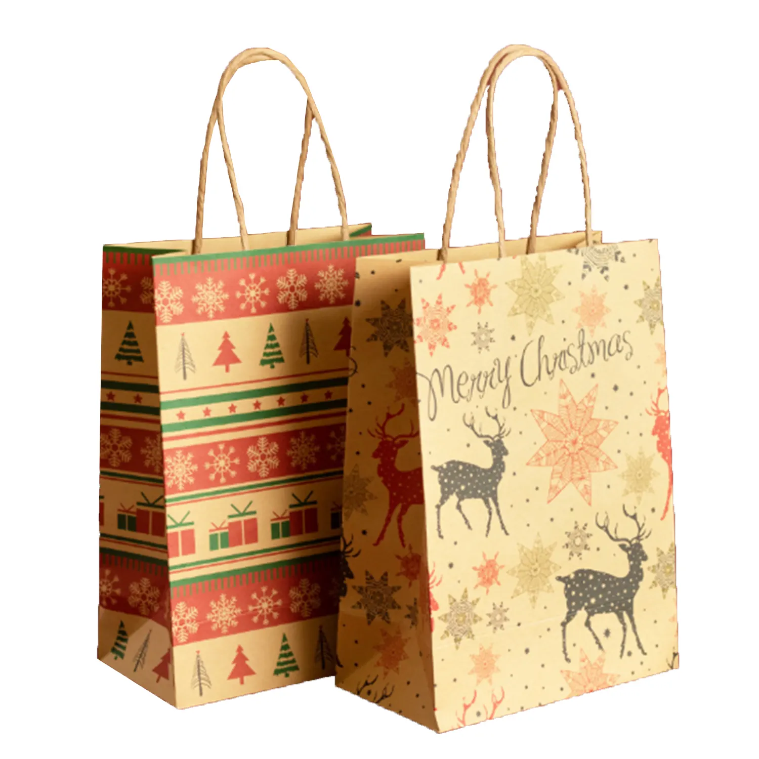 Giáng sinh Snack quần áo hiện nay bao bì hộp giáng sinh vui vẻ giấy Túi Quà Tặng Giấy Kraft Santa Claus Túi Quà Tặng